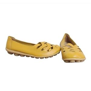 Yellow Leather Moccasin Loafers Slip Ons